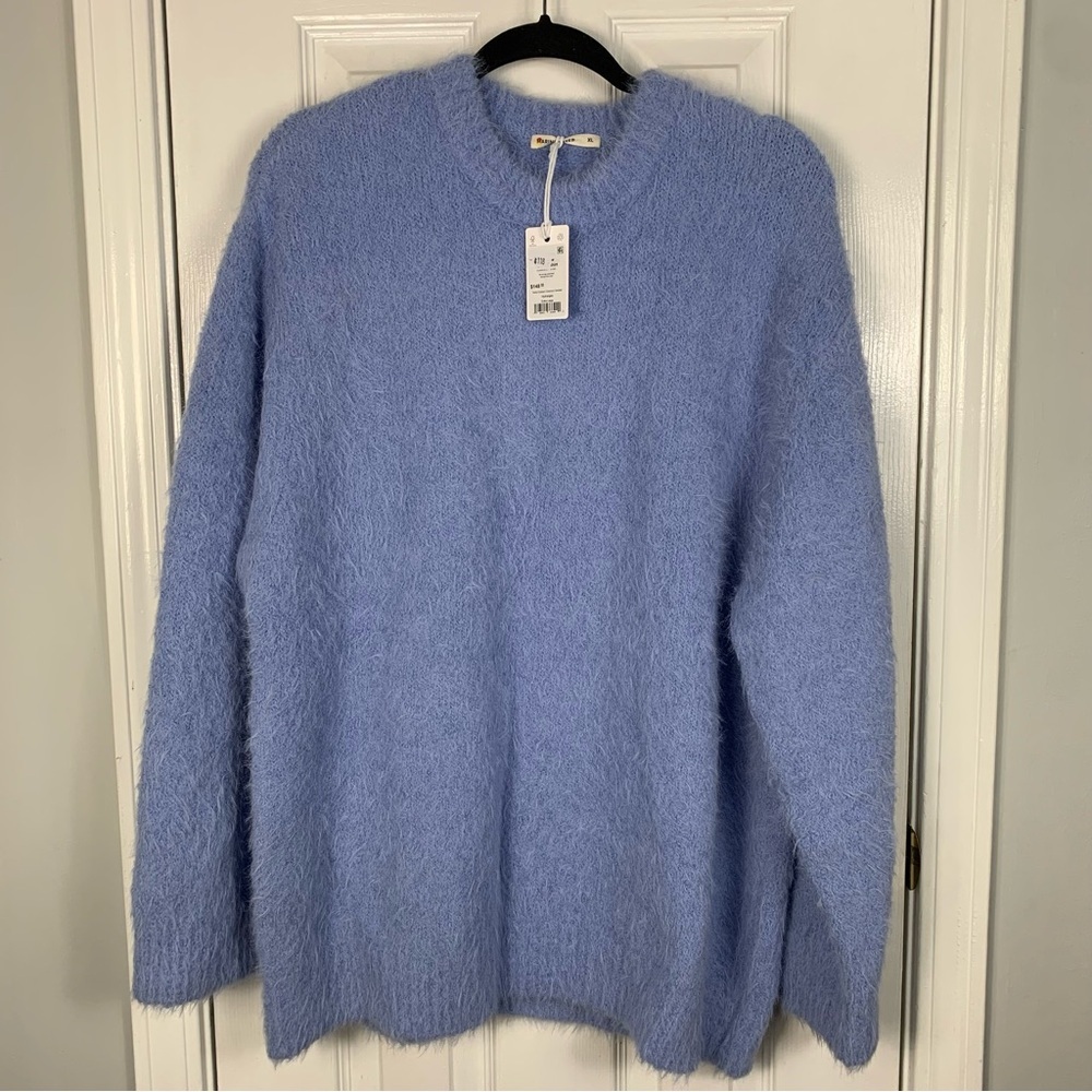 Marine Layer Teddy Eyelash Crewneck Sweater Hydrangea Size XL